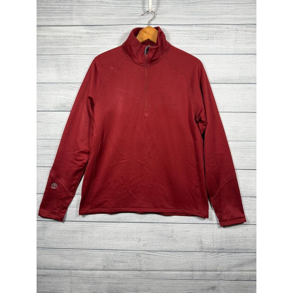 Timberland Men's M Red Quarter Zip Fleece Pullover Sweatshirt 1472